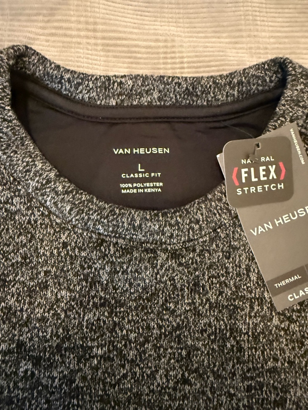 Van Heusen Men’s Thermal Crewneck Sweater – Size Large – Charcoal Heather – NWT - Picture 4 of 8
